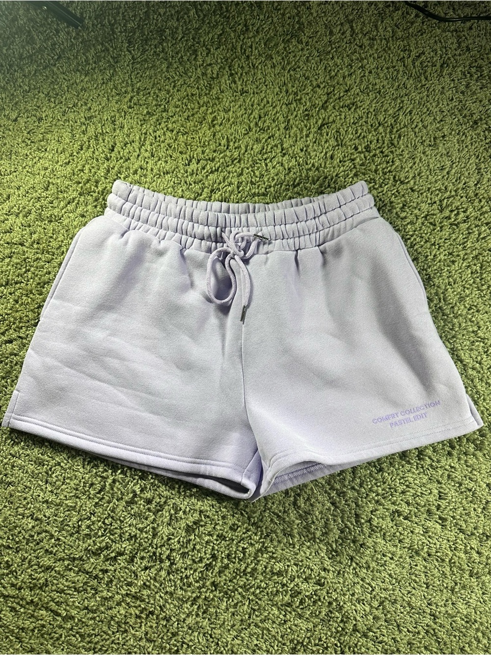 Comfrt Pastel Collection Lavender Sweat Shorts Drawstring Pockets